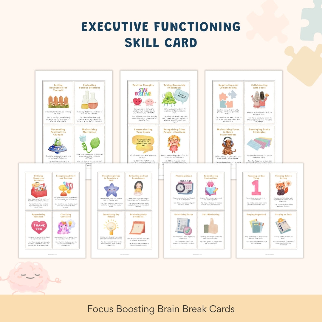 ADHD Executive Functioning Worksheet Bundle for Teens & Kids | Emotional Regulation, Time Management & Focus Tools (130+ Pages)