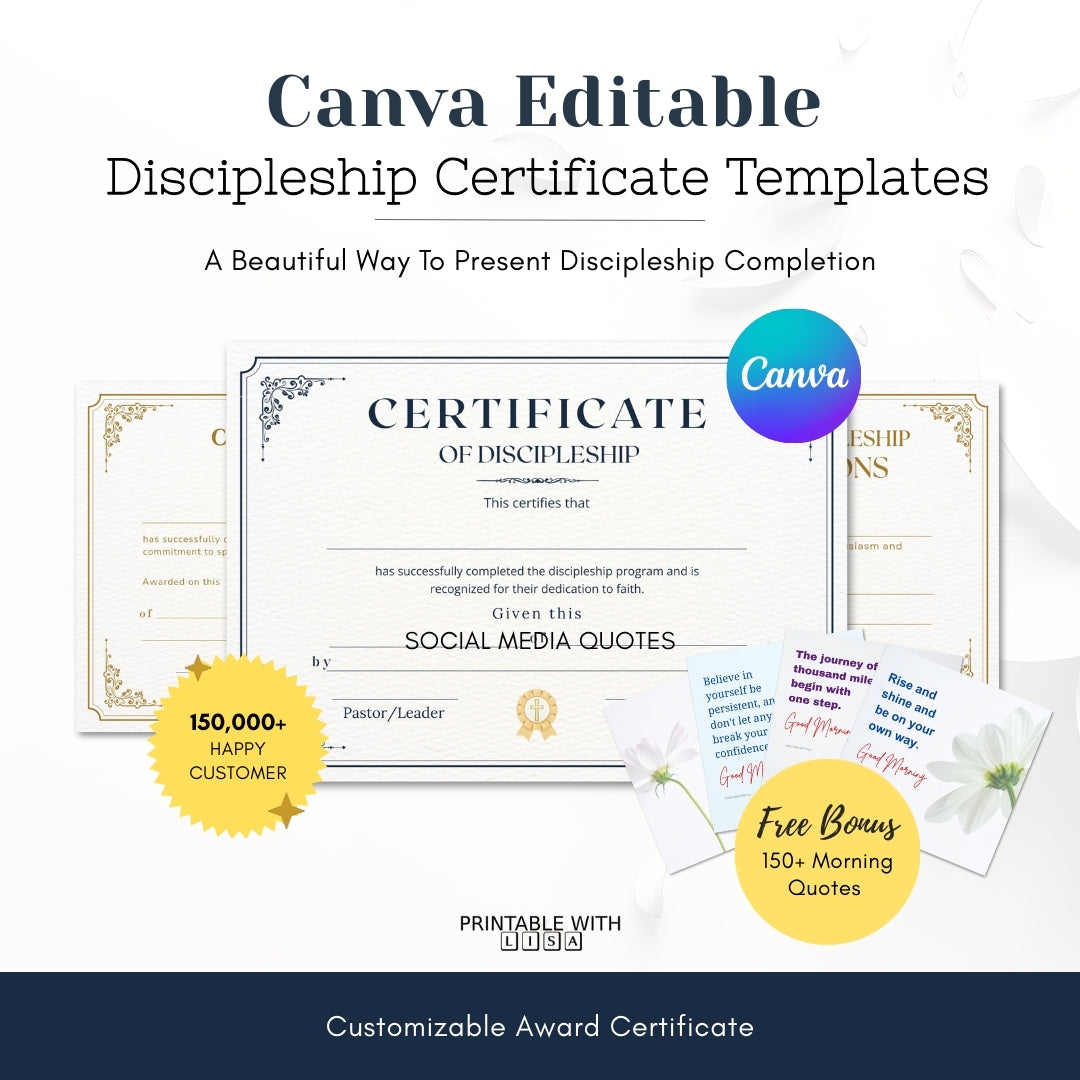 Canva Editable Discipleship Certificate Templates