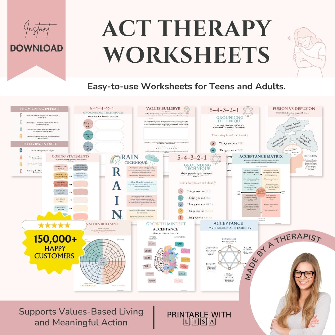 ACT Therapy Worksheets – Calm Your Mind, Live by Your Values
