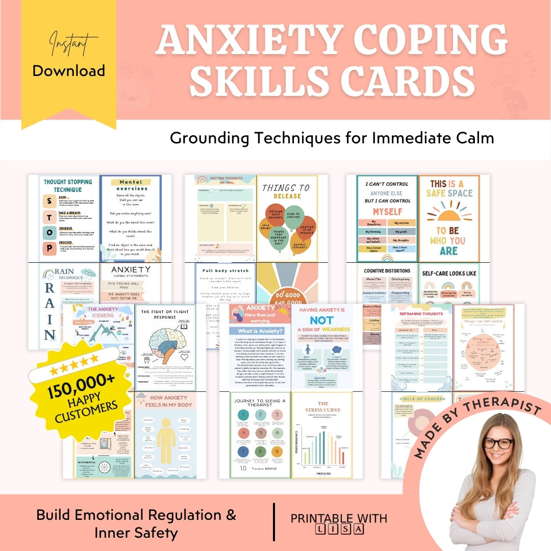 Anxiety Coping Skills Cards – Grounding Techniques for Immediate Calm