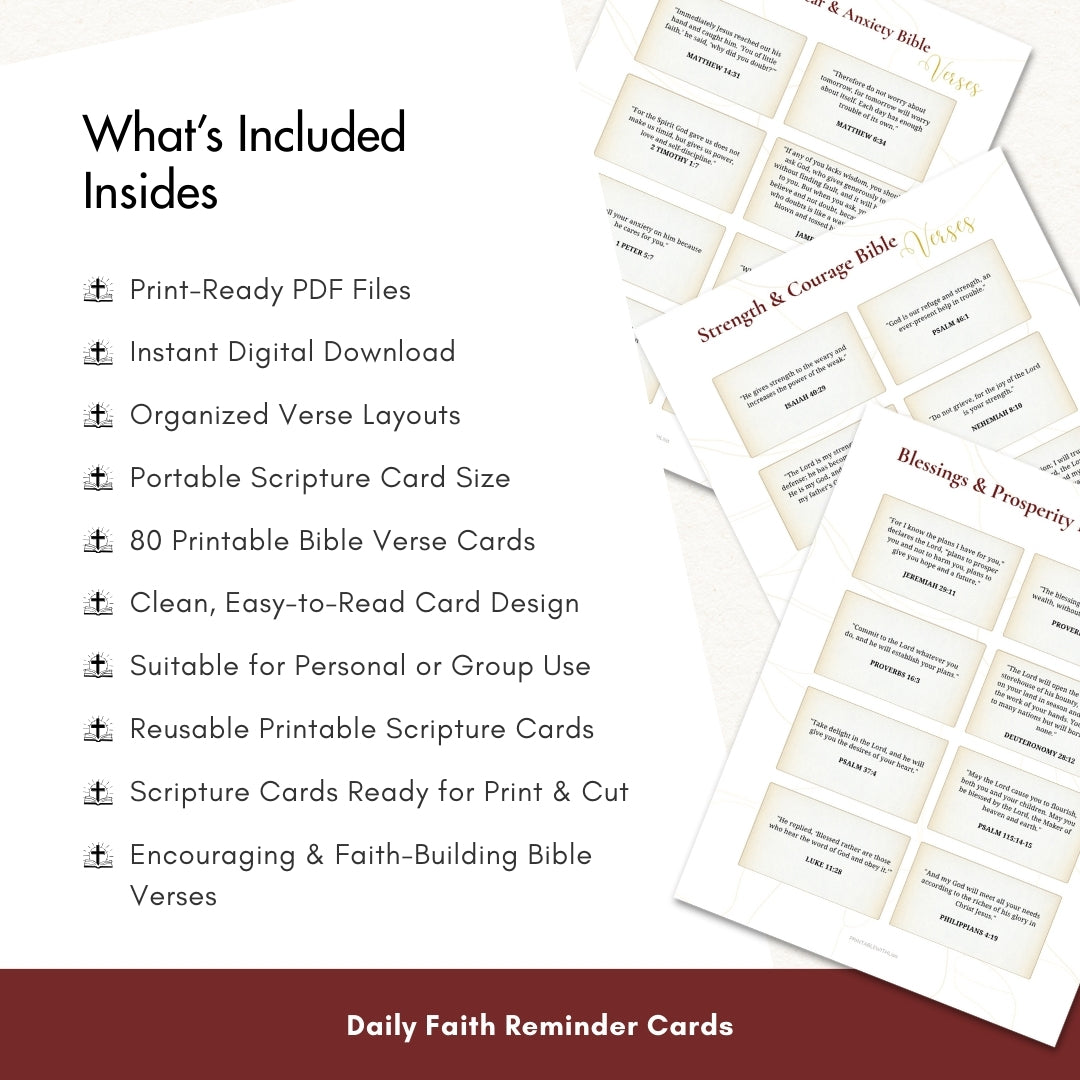 80 Bible Verse Cards — Daily Scripture Reminders