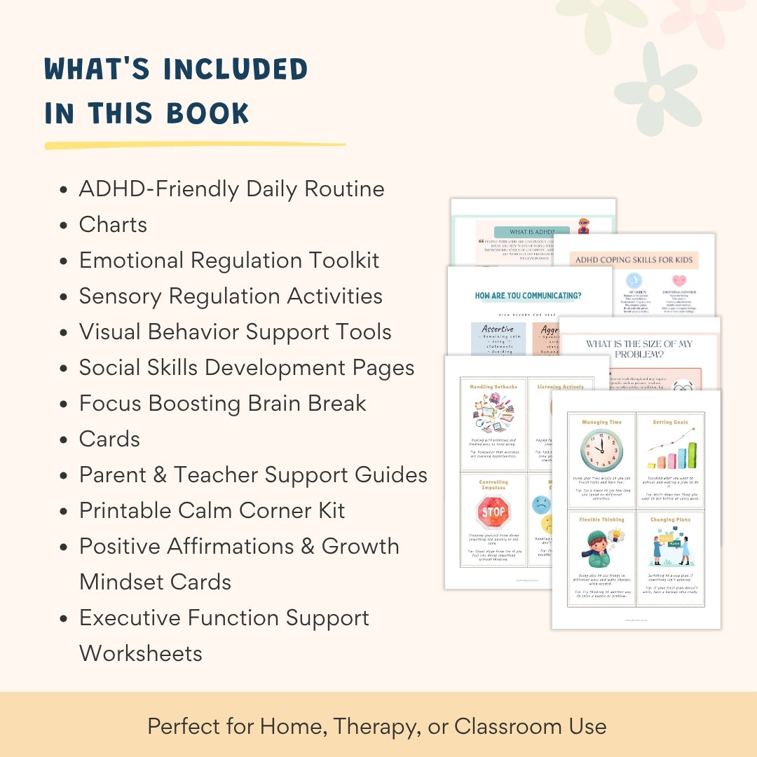 ADHD Executive Functioning Worksheet Bundle for Teens & Kids | Emotional Regulation, Time Management & Focus Tools (130+ Pages)