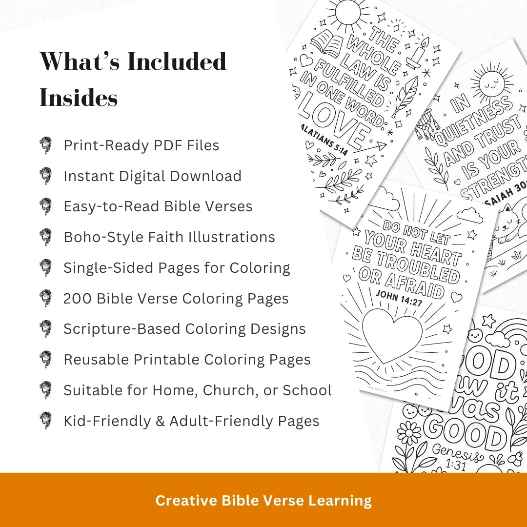 200 Bible Verse Coloring Pages – Calm Faith Coloring Bundle