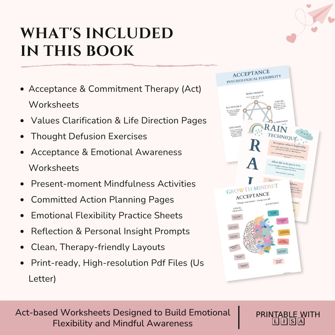 ACT Therapy Worksheets – Calm Your Mind, Live by Your Values