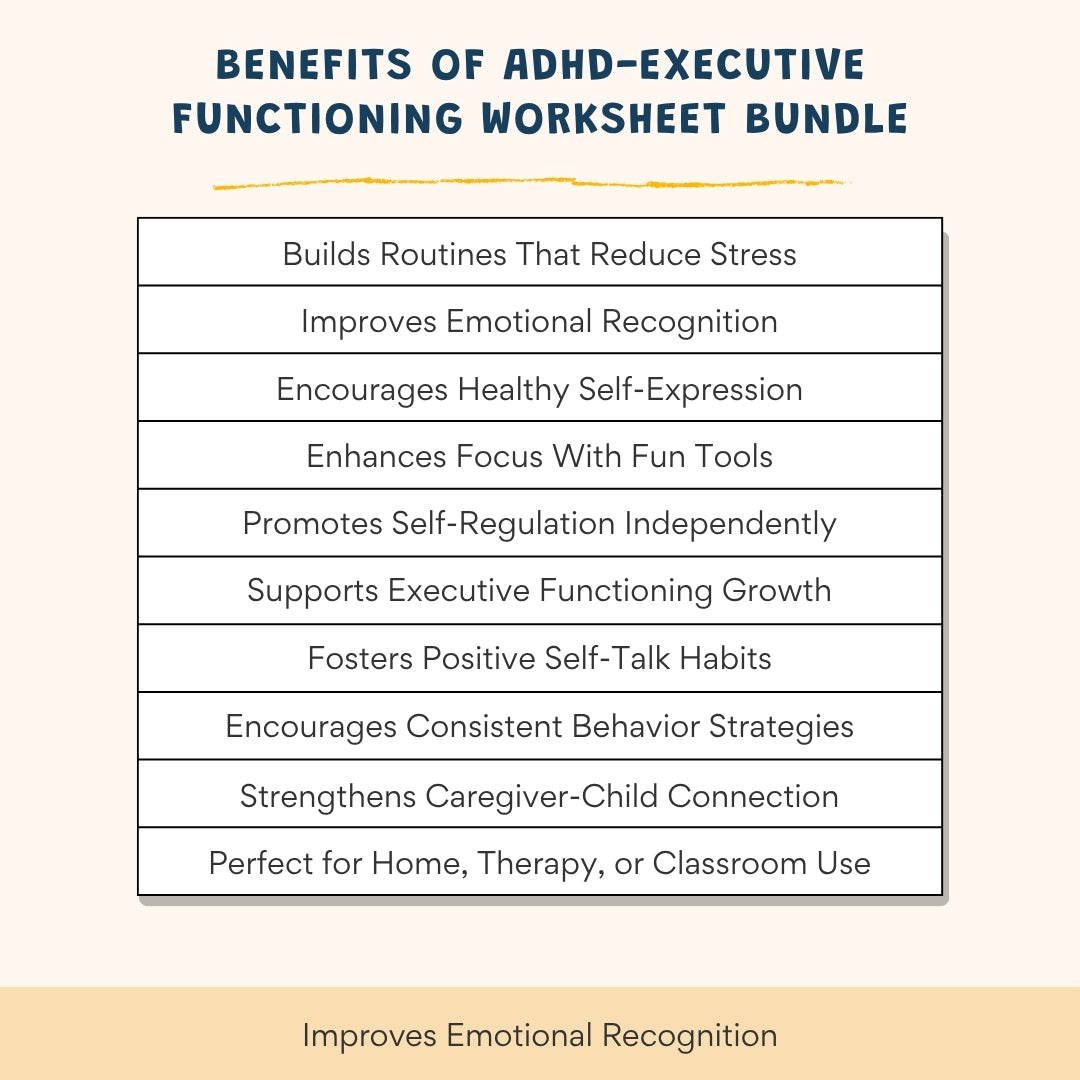 ADHD Executive Functioning Worksheet Bundle for Teens & Kids | Emotional Regulation, Time Management & Focus Tools (130+ Pages)