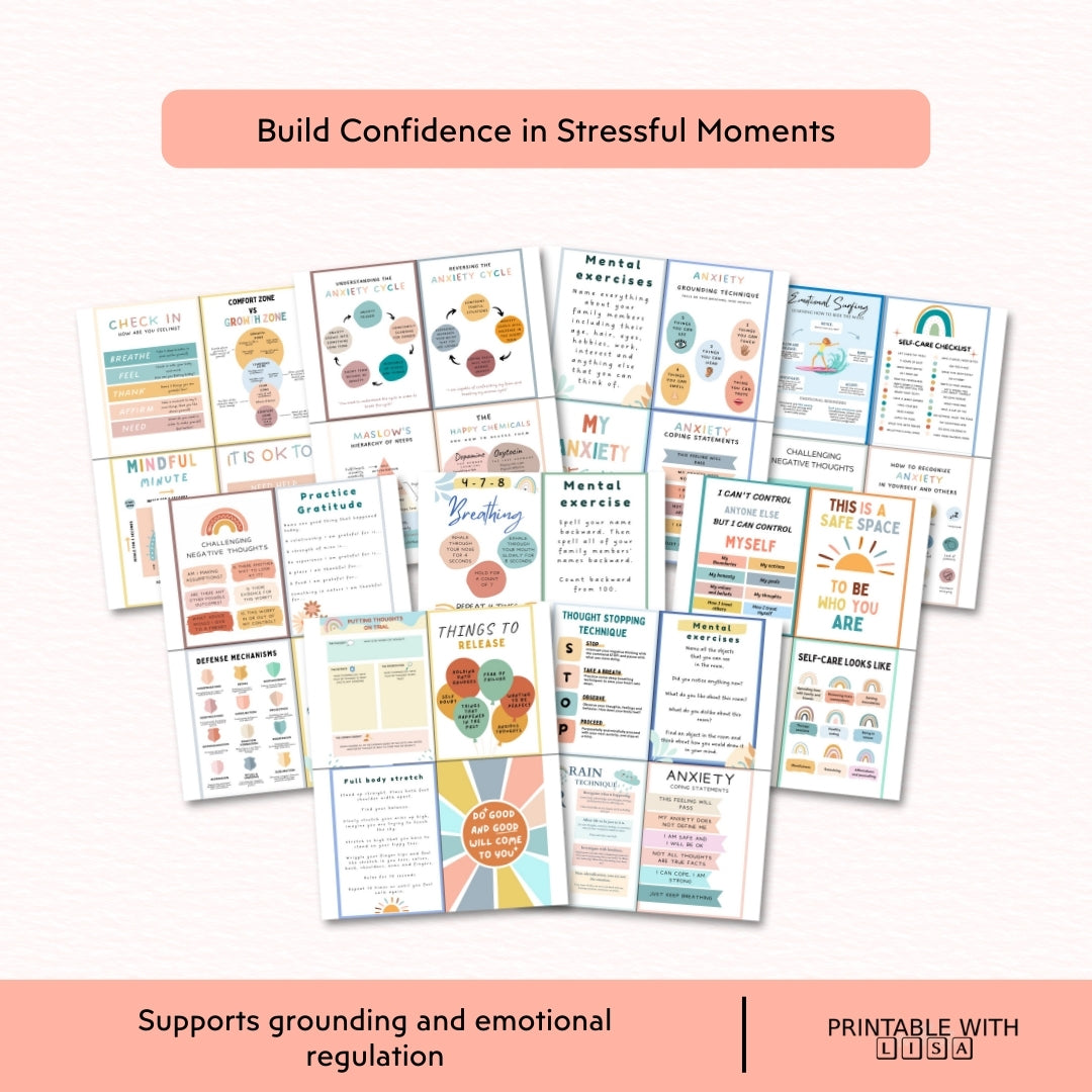 Anxiety Coping Skills Cards – Grounding Techniques for Immediate Calm