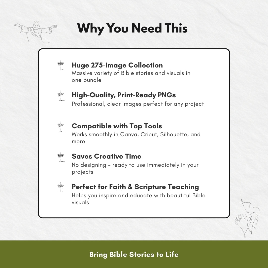 275 Bible Stories Clipart PNG Bundle — Faith Graphics for Creators
