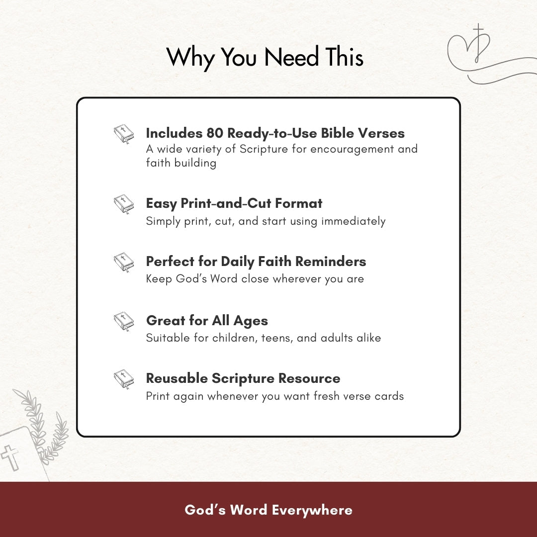 80 Bible Verse Cards — Daily Scripture Reminders