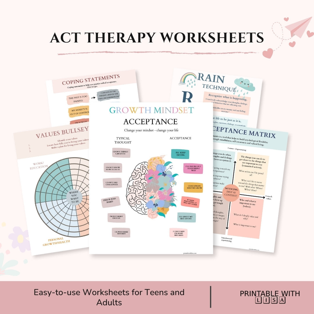 ACT Therapy Worksheets – Calm Your Mind, Live by Your Values