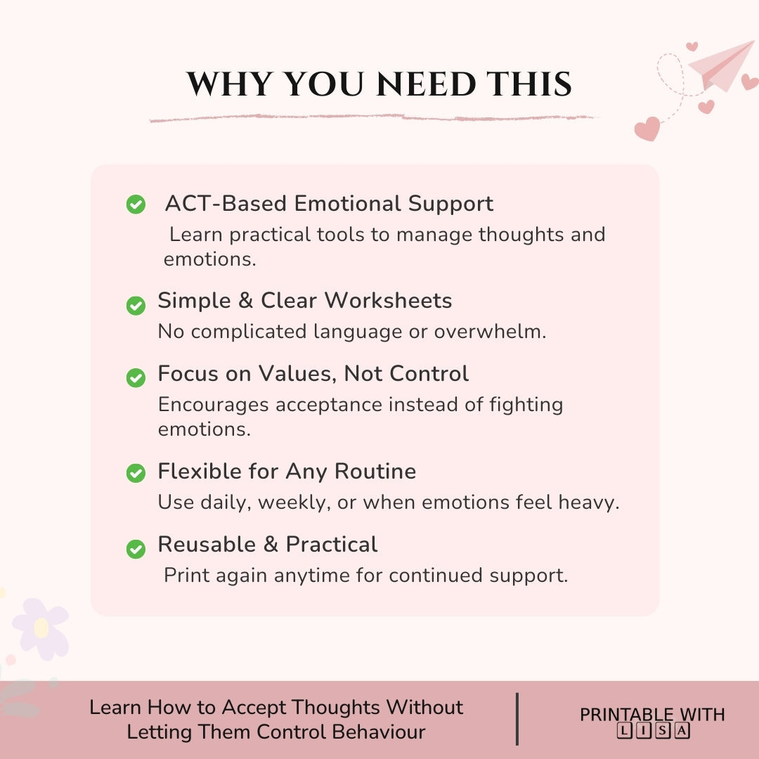 ACT Therapy Worksheets – Calm Your Mind, Live by Your Values