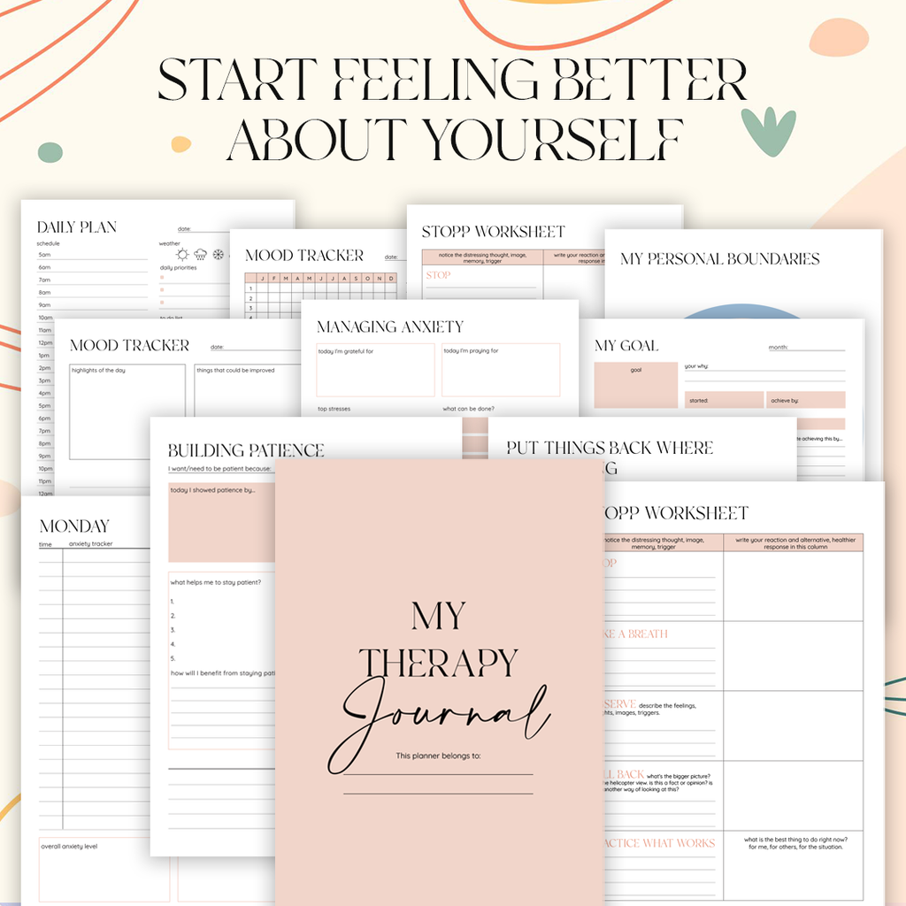 Anxiety Journal, Mental Health Journal, Anxiety Diary, Self Care Planner, DBT Journal